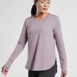 Athleta Uptempo Long Sleeve Athletic Top Size M Heathered Lavender Activewear